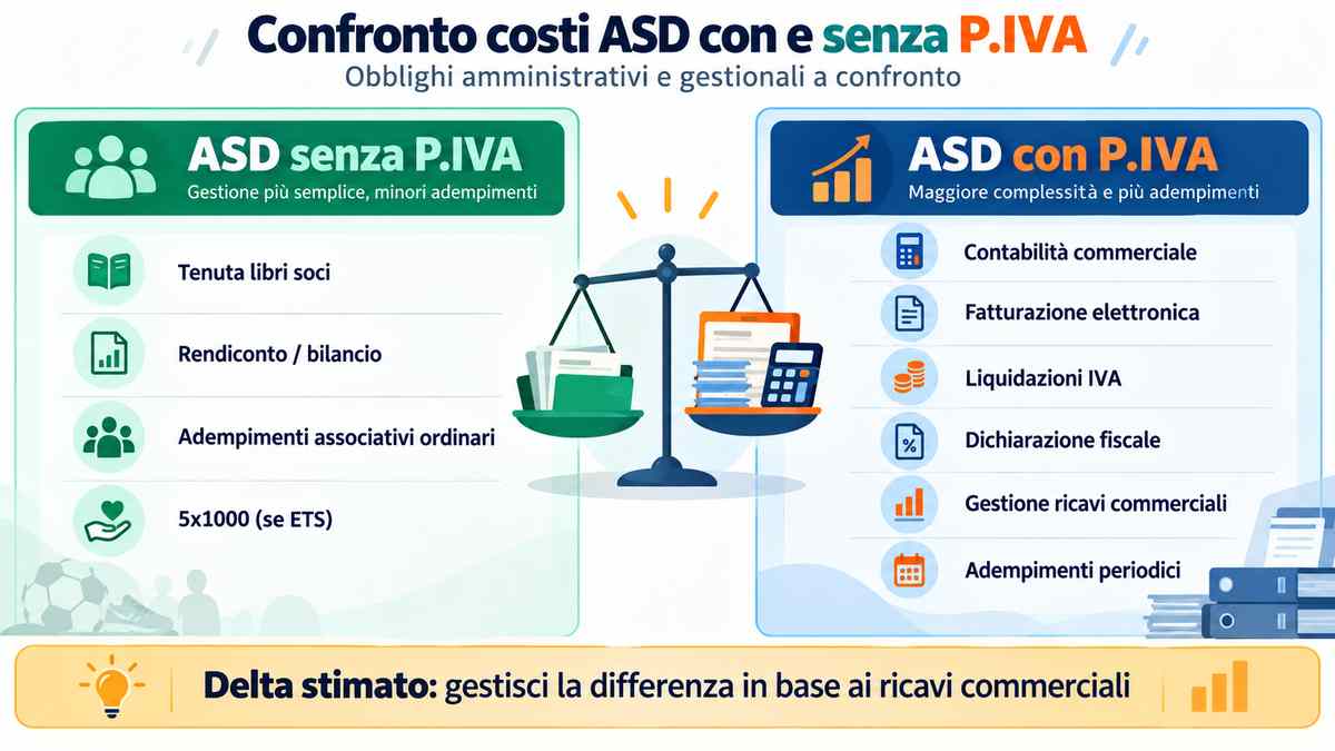 Confronto costi ASD con e senza P.IVA